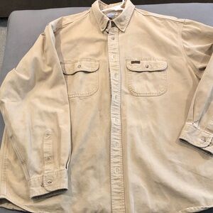 Carhartt Tan 2XL Tall Barn Chore work Shirt with some light stains and wear